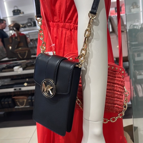 MICHAEL KORS CARMEN SMALL FAUX LEATHER PHONE CROSSBODY BAG - Picture 16 of 16